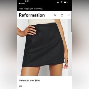 Reformation Black Mini Skirt